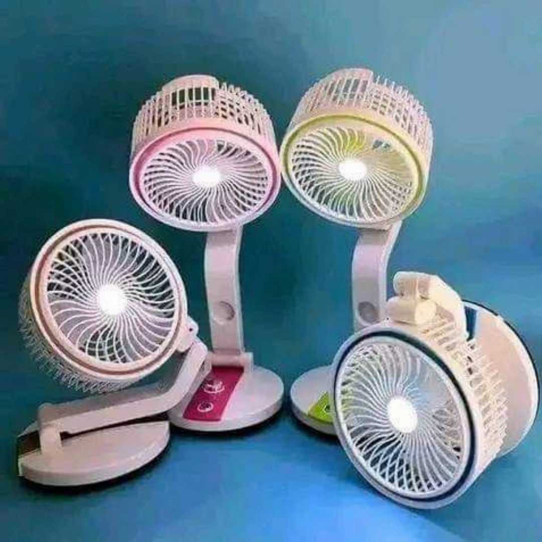 LR,Adjustable,Rechargeable,Folding,Fan,with,LED,Light